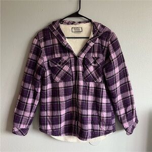 Boston Traders Purple Plaid Sherpa-Lined Hooded Jacket